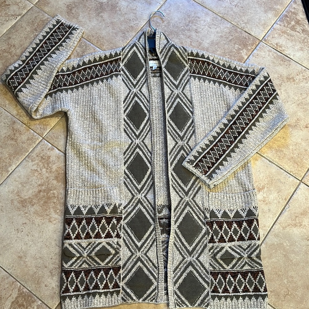 Lucky Brand Aztec Print Open Face Cardigan/Jacket Size S